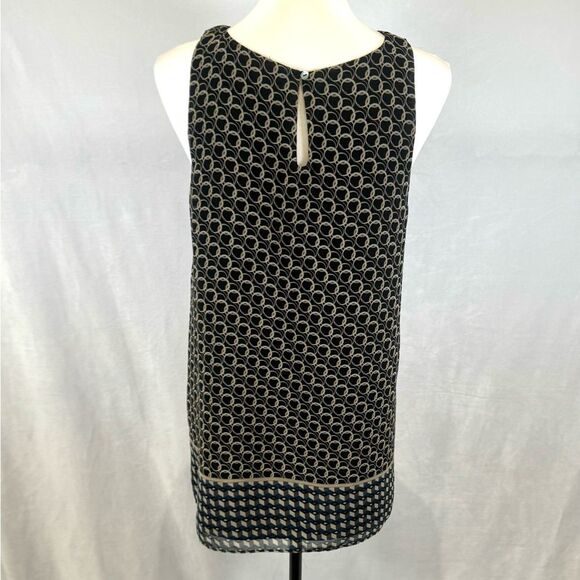Max Studio black mocha and midnight blue geo print tunic length top size medium - Picture 4 of 7